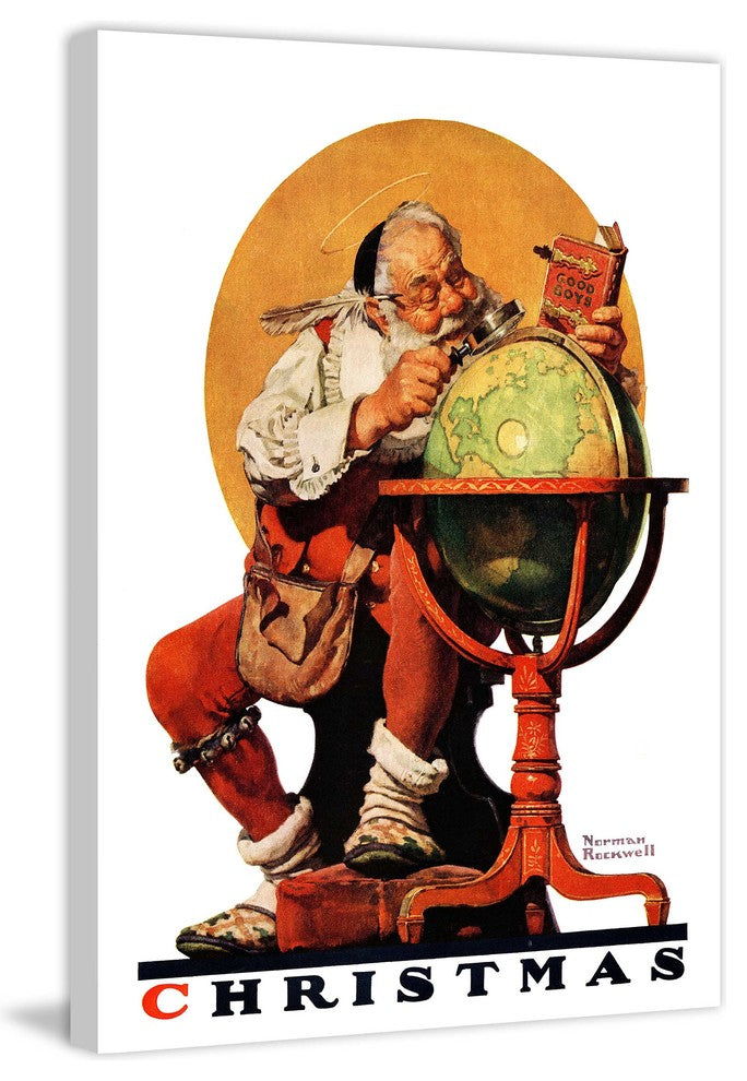 "Santa at the Globe Saturday" Canvas Print by Norman Rockwell