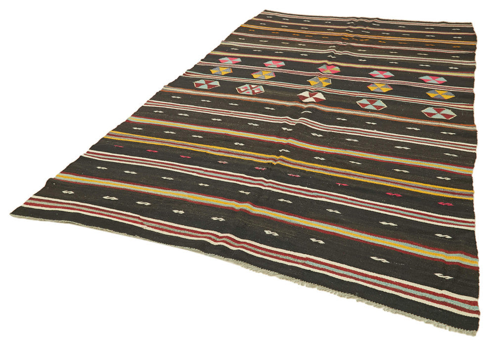 Rug N Carpet - Handmade Anatolian 6' 6'' x 11' 4'' Vintage Goat Hair Kilim Rug