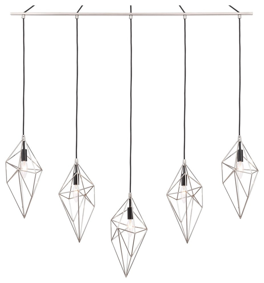 Woodbridge Lighting Lanning 5-Light Linear Pendant, Chrome/Bronze