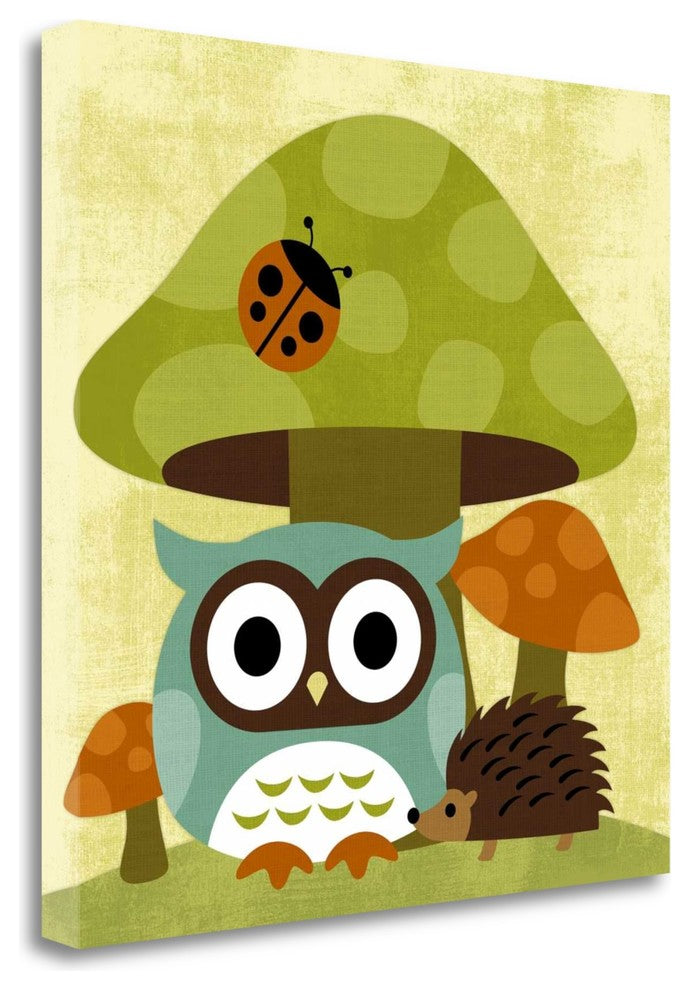 "Owl And Hedgehog" By Nancy Lee, Giclee Print on Gallery Wrap Canvas