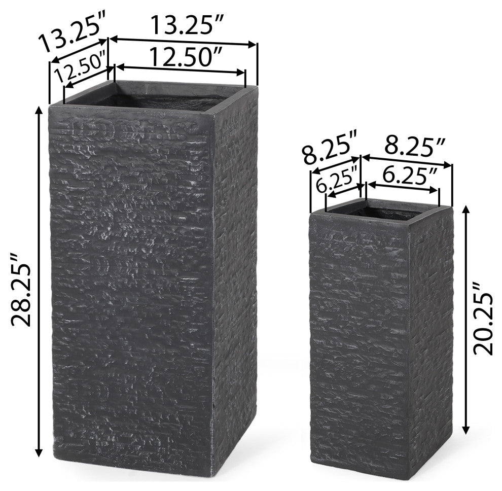 Leiman Outdoor Large and Small Cast Stone Planters, Set of 2