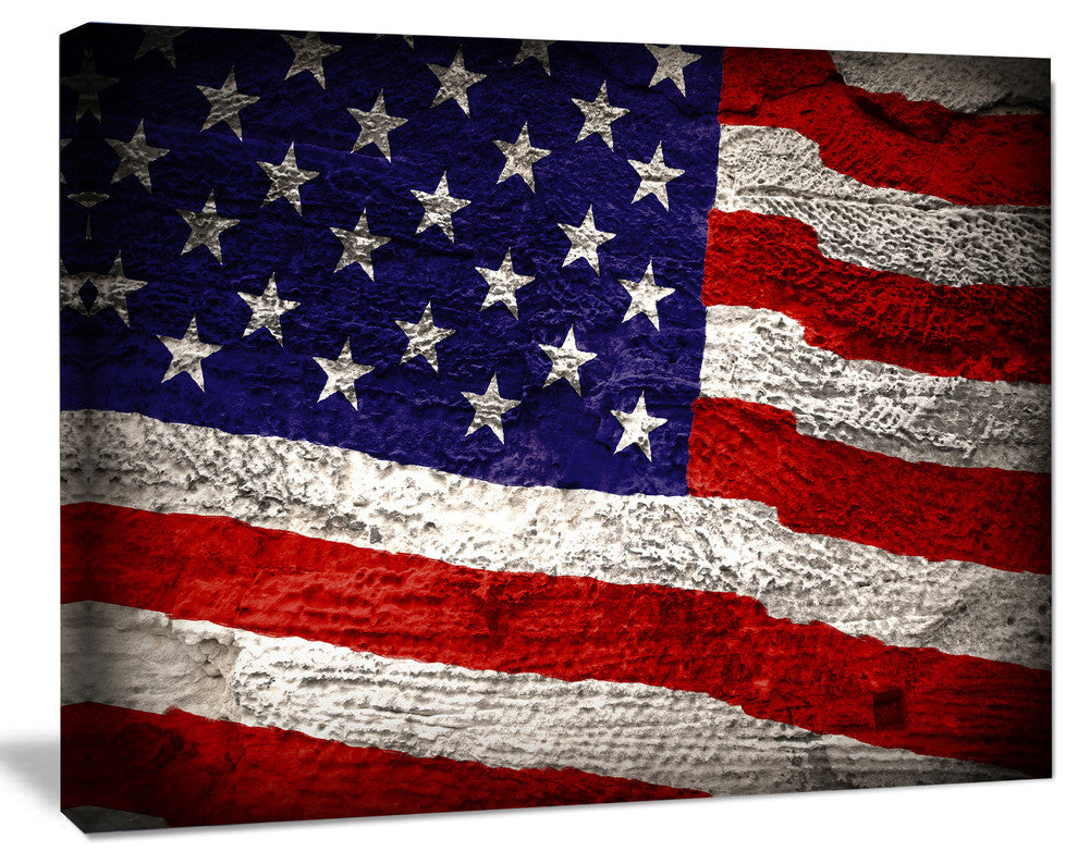 Large American Flag Watercolor, Abstract Canvas Artwork, 20"x12"