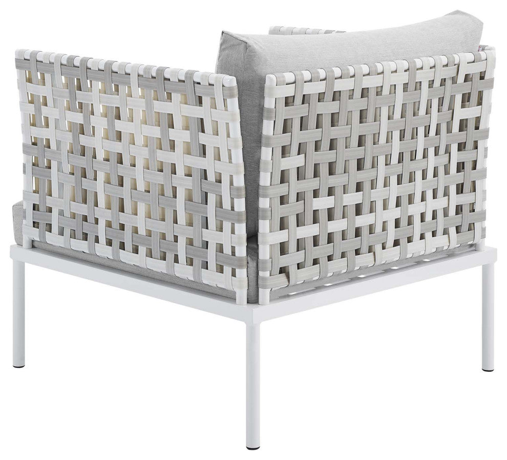 Lounge Sectional Sofa Chair Table Set, Sunbrella, Aluminum, Gray, Outdoor