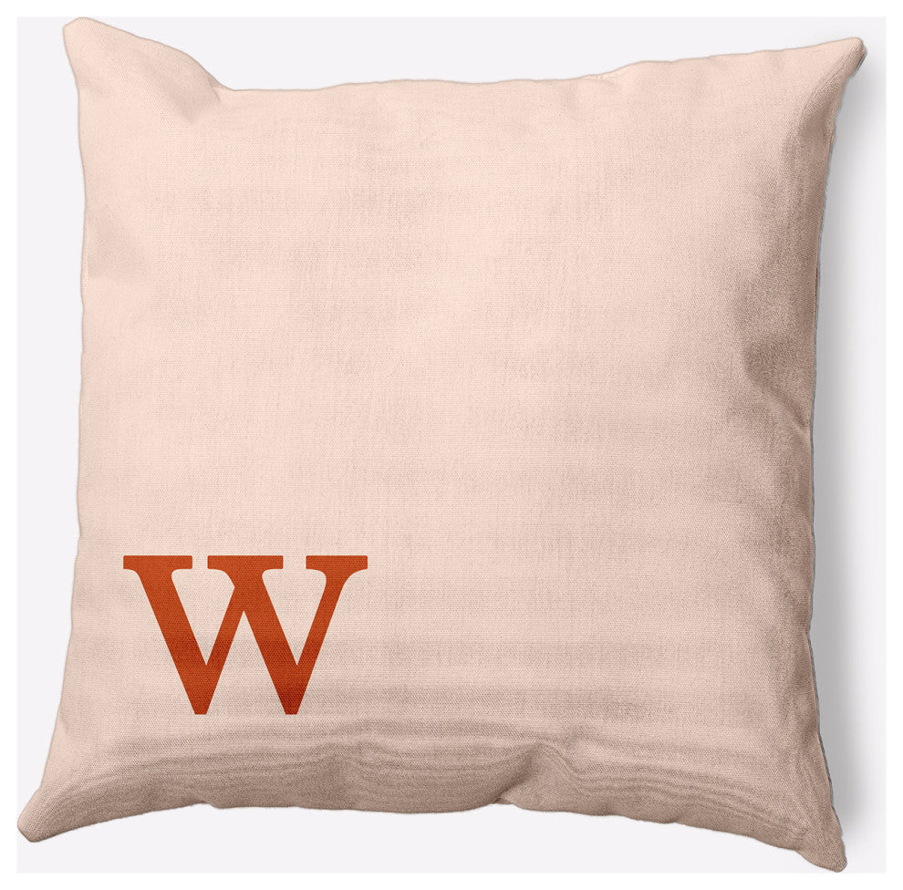 18" x 18" Modern Monogram Indoor/Outdoor Polyester Throw Pillow, Sienna