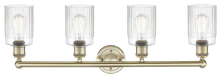 Hadley 4-Light 32" Bath Vanity Light, Antique Brass Finish, Clear Shade