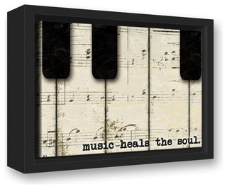 Piano Keys And Music Canvas Wall Art, 10"x8", Framed