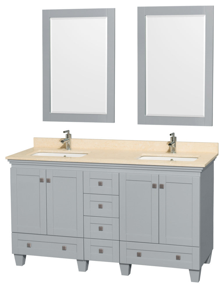 Wyndham WCV800060DOYIVUNSM24 Double Bathroom Vanity with Ivory Marble Countertop