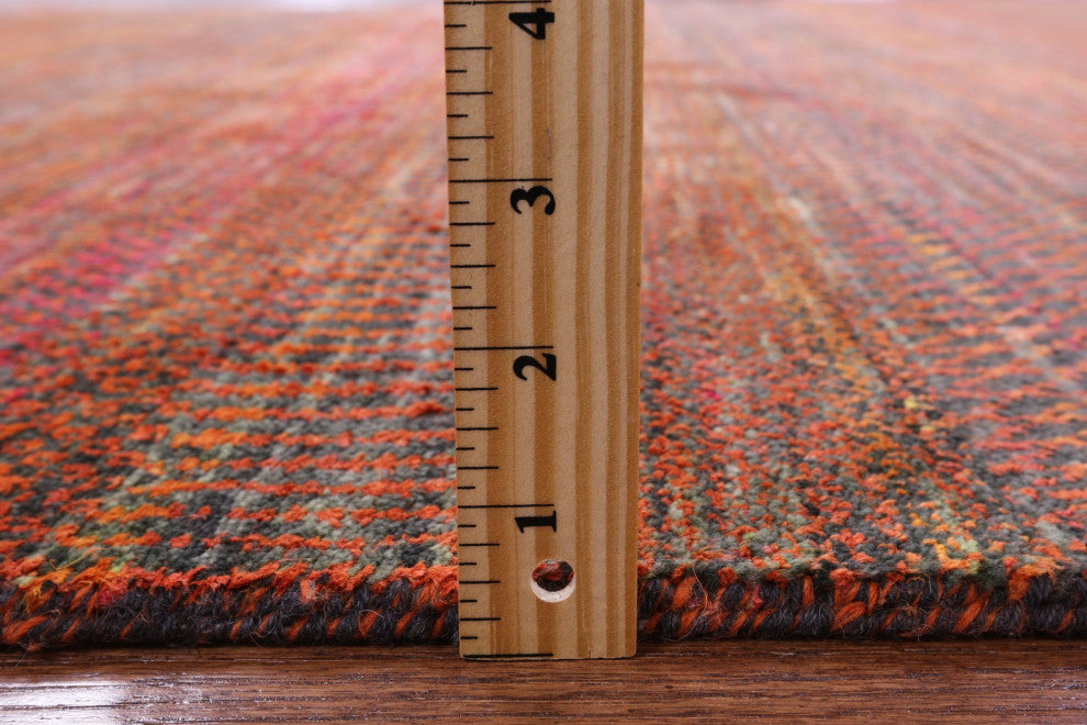 6' Square Super Savannah Gabbeh Hand Knotted Wool and Silk Rug Q11914