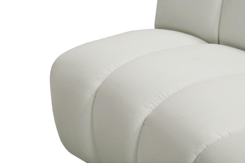 Infinity Channel Tufted Velvet Modular Chair, Cream, 4 Piece