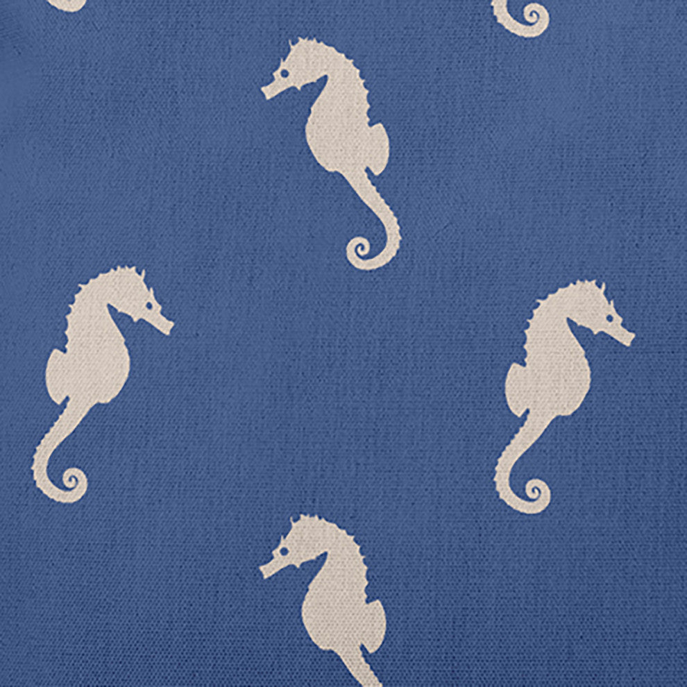 Sea Horses Polyester Indoor Pillow, Nautical Navy, 14"x20"