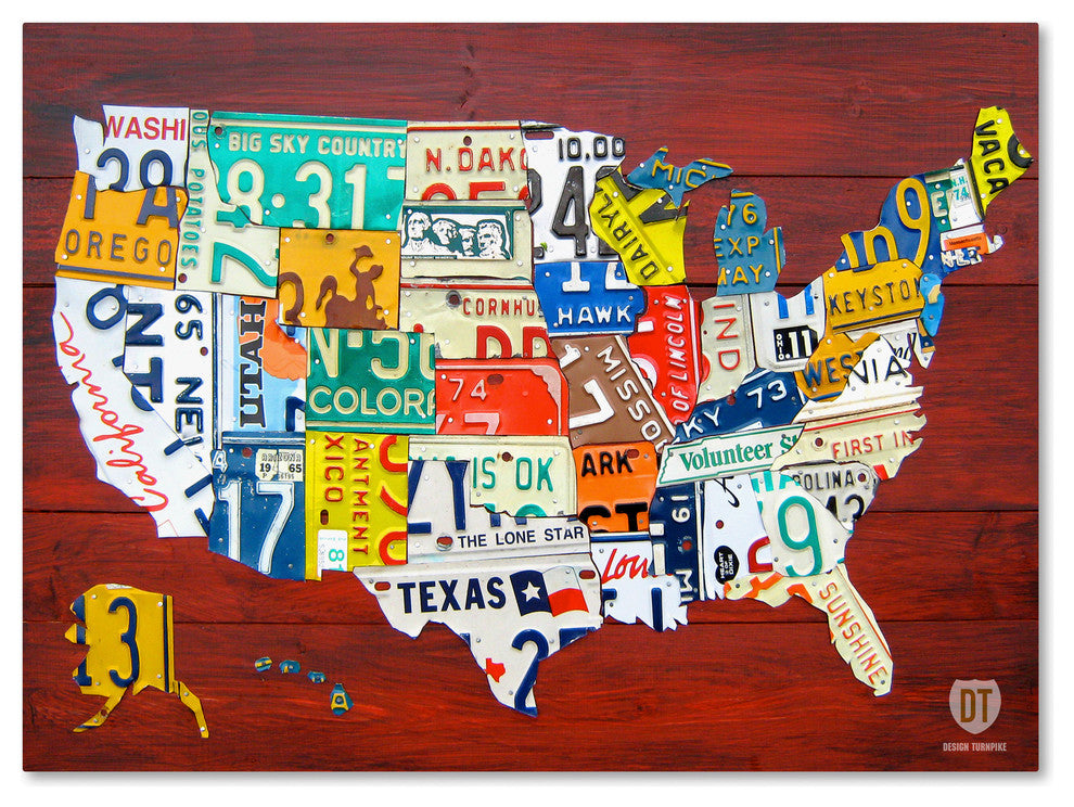 "License Plate Map USA" Canvas Art by Design Turnpike