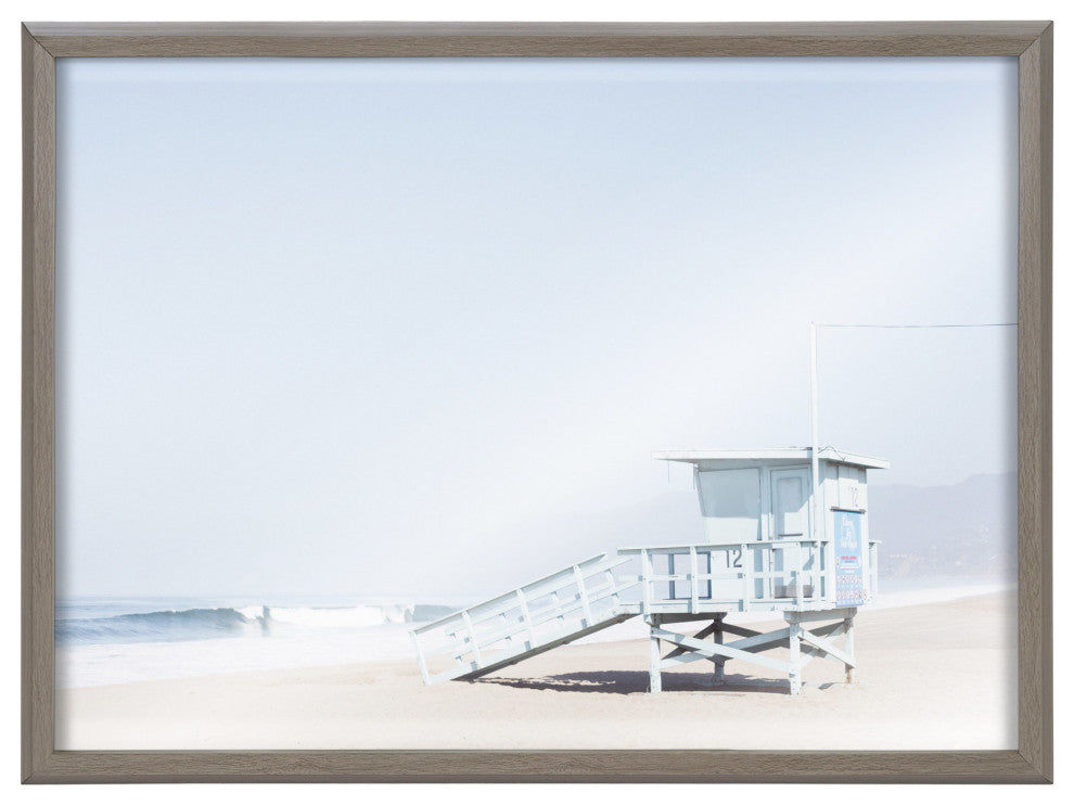 Blake Life Guard Tower Printed Glass by Caroline Mint, Gray 18x24