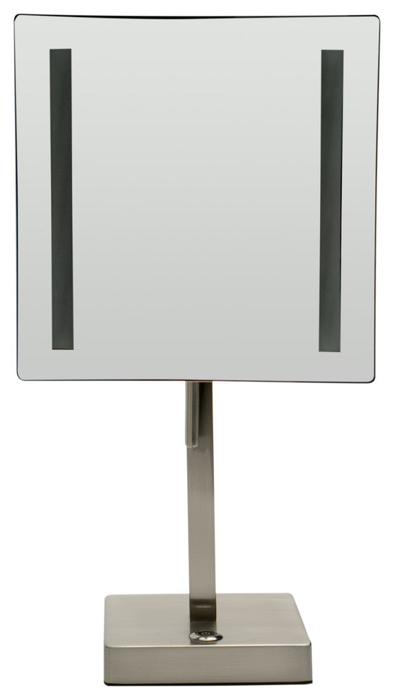 ALFI ABM8FLED-BN Brushed Nickel Square 8" 5x Magnifying Mirror With Light