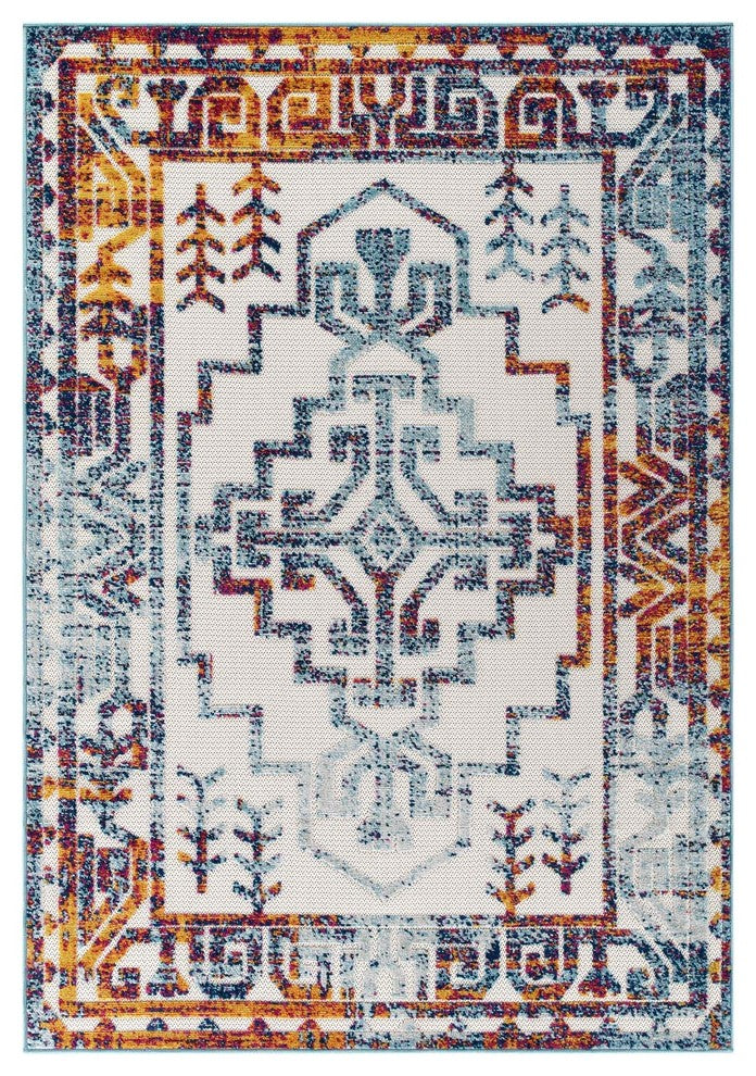 Geometric Southwestern Aztec 8x10 Indoor and Outdoor Area Rug