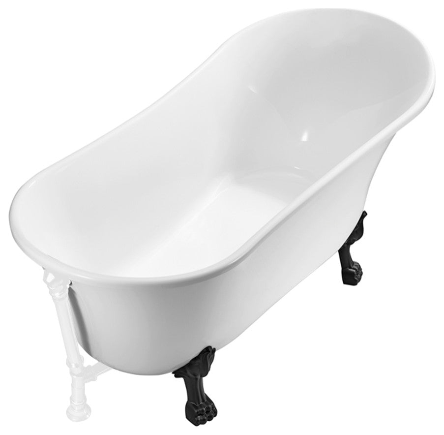 55" Streamline N343BL-WH Clawfoot Tub and Tray With External Drain