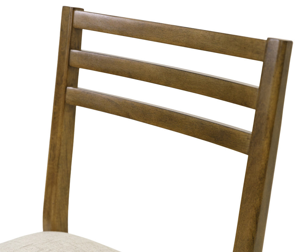 Two Wood Modern Slat Back Chairs, Set of 2, Brown