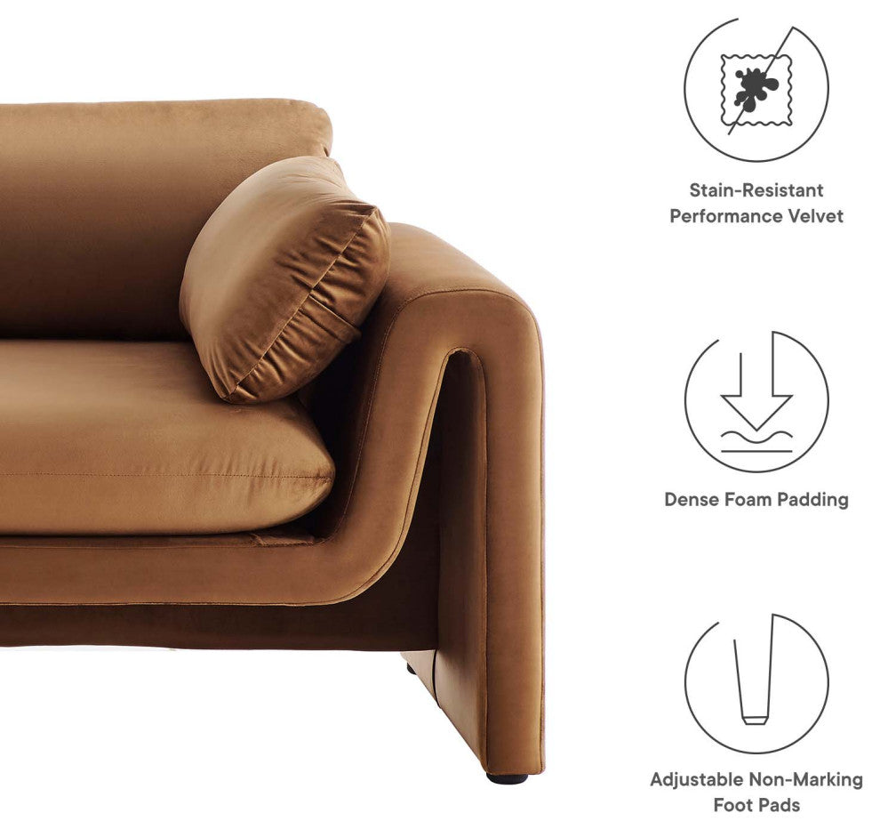 Waverly Performance Velvet Sofa, Brown