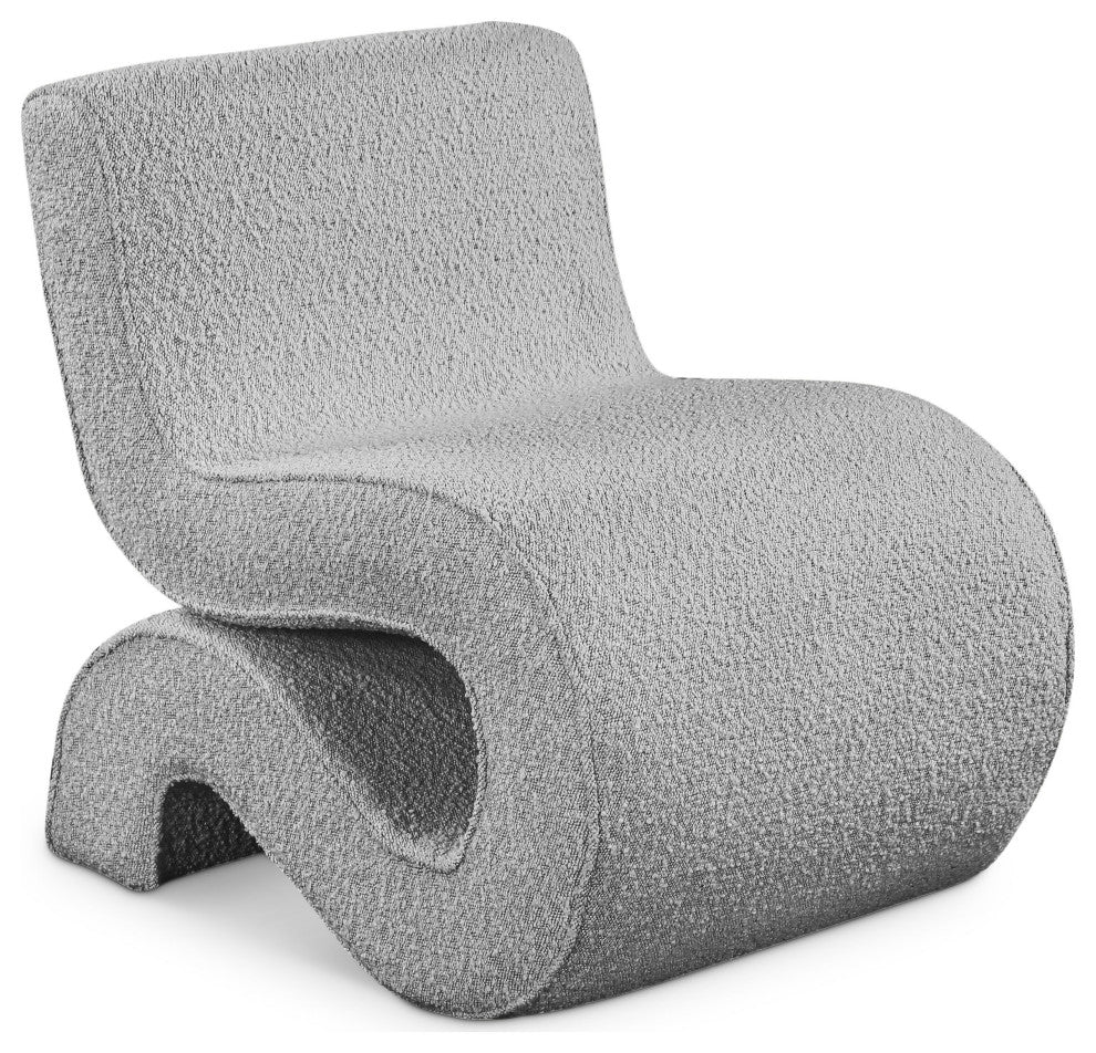 Desiree Boucle Fabric Upholstered Accent Chair, Grey
