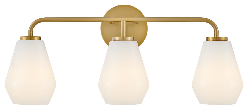 Lark Gio 24" Three-Light Bath Vanity Fixture, Lacquered Brass