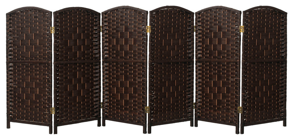 3 ft. Short Diamond Weave Fiber Room Divider Dark Mocha 6 Panel