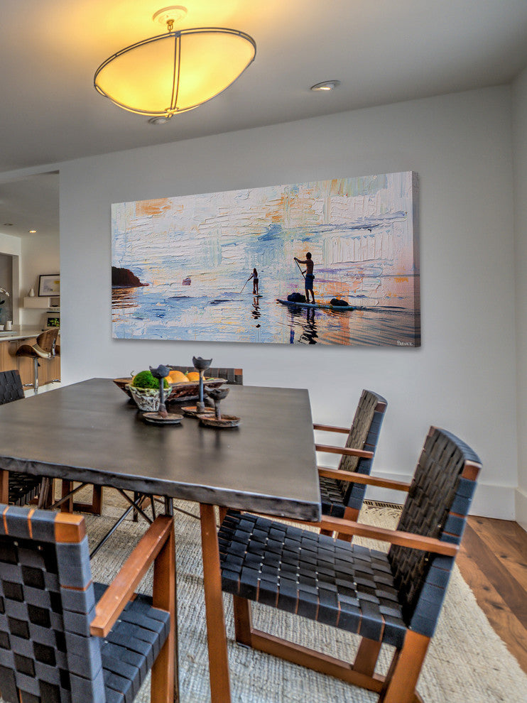 "Dusk Paddling" Painting Print on Wrapped Canvas, 36"x18"