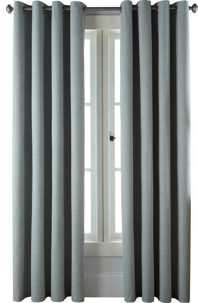 Tavria Basketweave Blackout Grommet Curtains Set of 2, Green, 52 X 84"