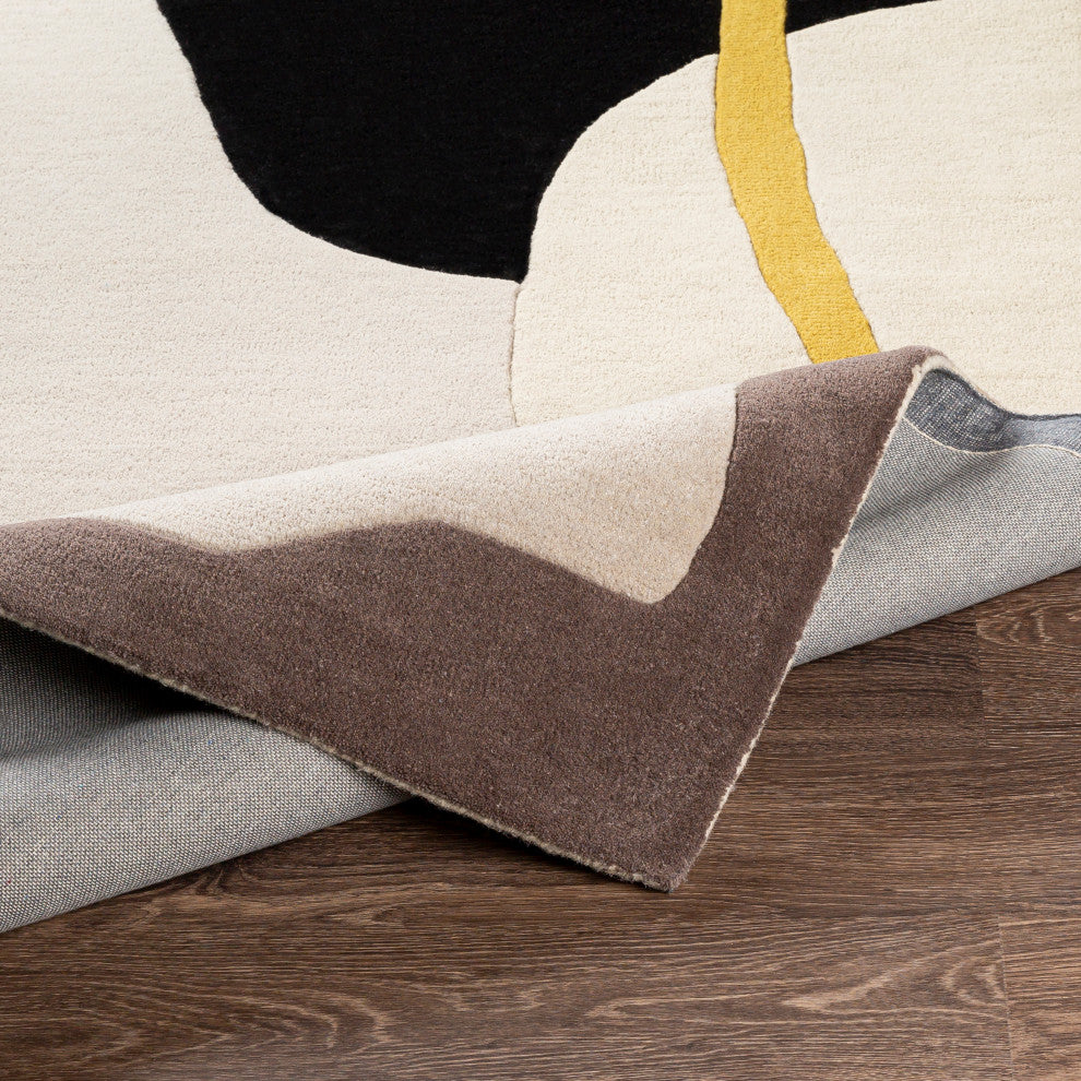Queens QUN-2303 Modern Mustard/Gray 3'x5' Area Rug