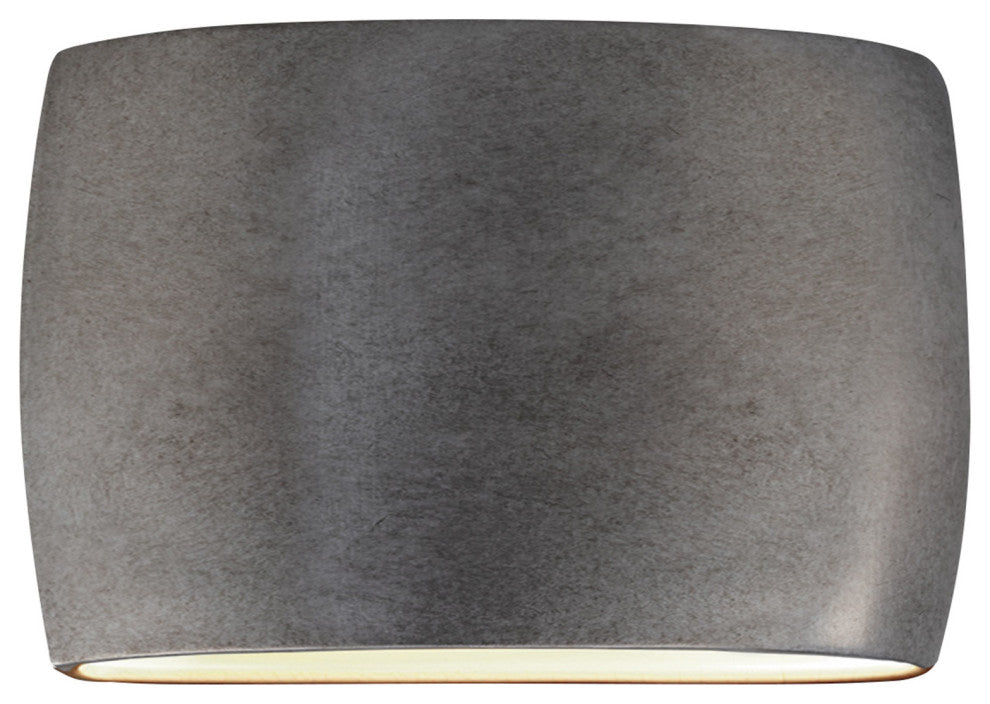 Ambiance ADA Outdoor Large Ceramic Wide Oval Wall Sconce, Antique Silver, LED