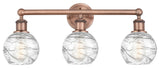 Athens Deco Swirl 3-Light 24" Bath Vanity Light, Antique Copper, Clear