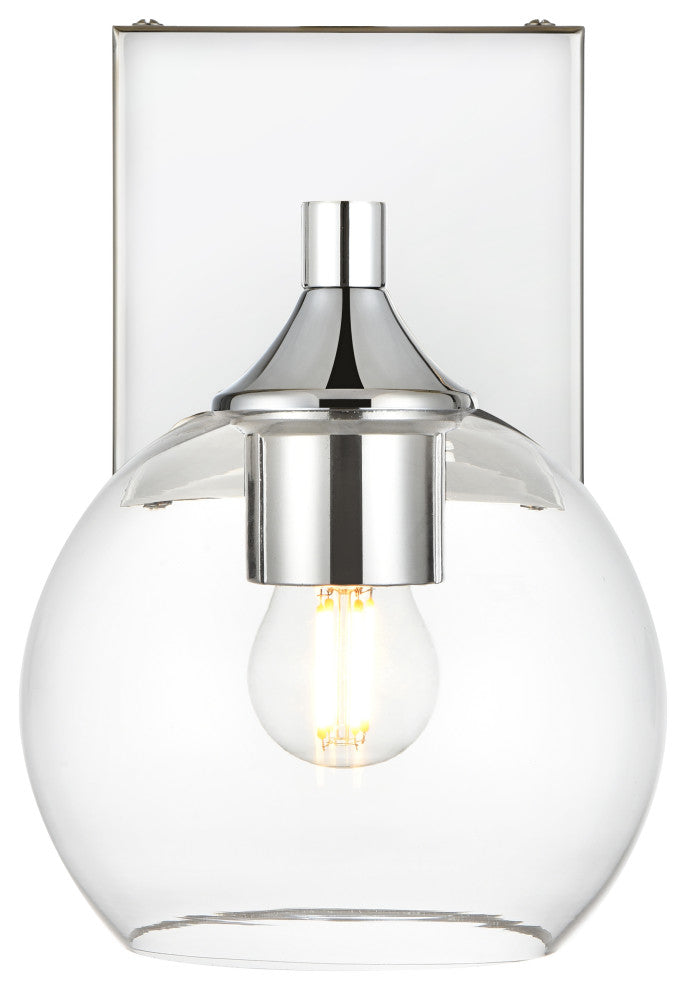 1 Light Chrome And Clear Bath Sconce