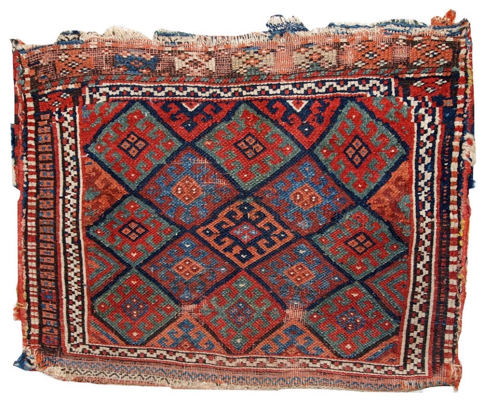 Handmade antique collectible Persian Kurdish bag 1.8' x 2.4' (56cm x 73cm) 1880s