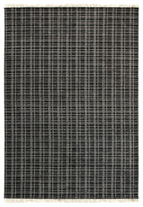 Handmade Wool and Viscose Charcoal Geometric Loom Check Rug, 8x9'9