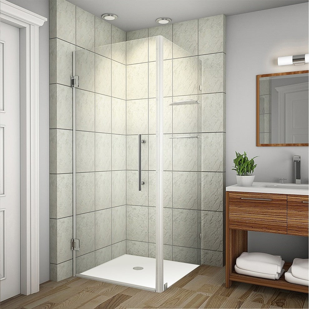 Aston Aquadica GS 30"x30"x72" Completely Frameless Square Shower, Chrome