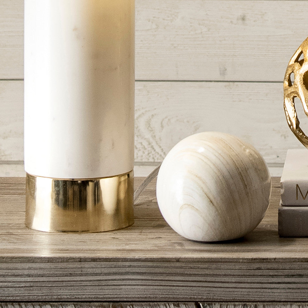 Nuloom Alexa Marble and Iron Aluminium Shade Table Lamp, 23"