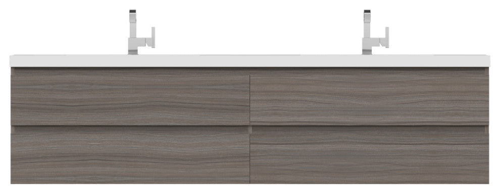 Paterno 84" Wall Mounted Double Bathroom Vanity With Sink, Gray