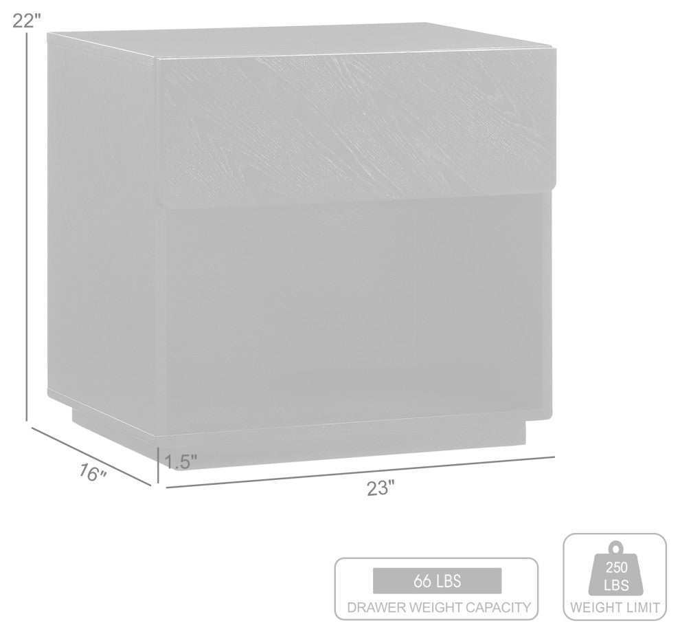 Petra 1 Drawer Wood Nightstand, Black Finish