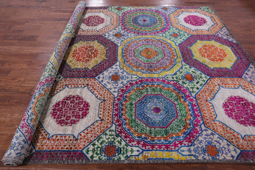 Wool & Silk Mamluk Hand Knotted Rug 8' 2" X 10' 2" - Q13730