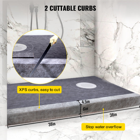 VEVOR Shower Curb Kit 38" x 60" Watertight Shower Curb Overlay