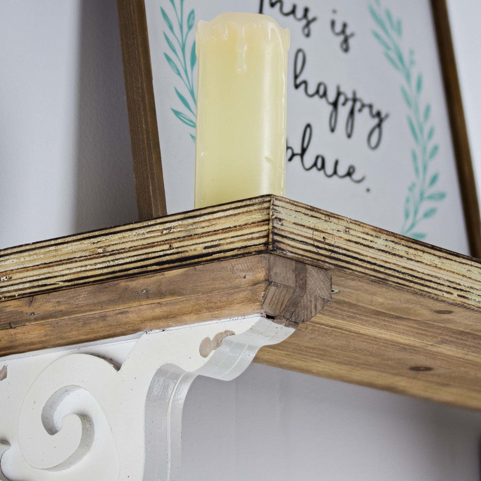 Wooden Corbel Shelf Brackets, Set of 2