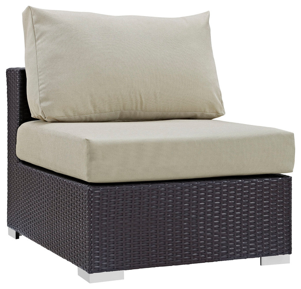 Espresso Beige Convene 5 Piece Outdoor Patio Sectional Set