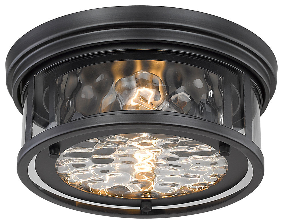 Zlite 493F2-MB 2-Light Flush Mount, Inner Clear Water & Outer Clear