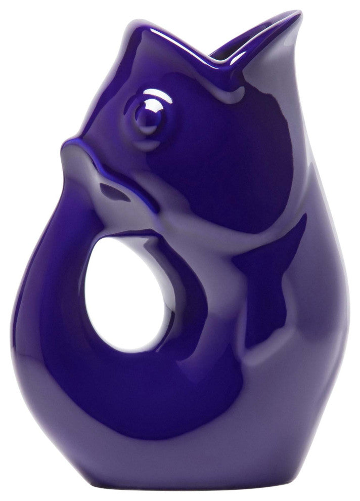 Gurgle Pot Pitcher, 42oz Capacity, 9.5" x 6.75", Cobalt