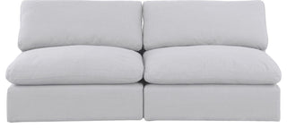Comfy Upholstered Modular Sofa, White, 2-Piece: 2 Armless Chair, Linen Textured Fabric