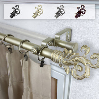 Malina 1" Double Curtain Rod, Light Gold, 28-48"