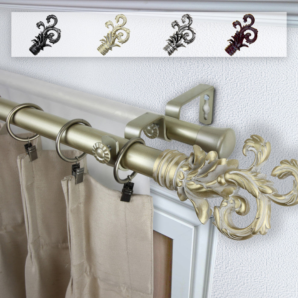 Malina 1" Double Curtain Rod, Light Gold, 28-48"