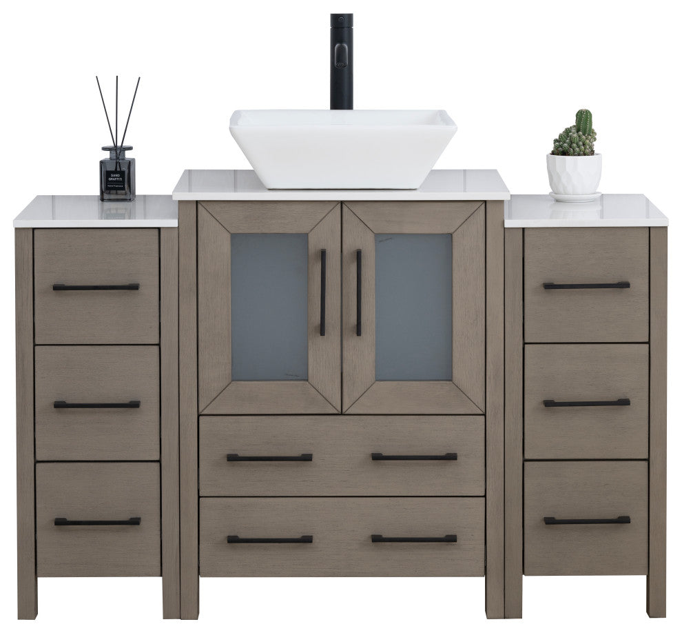 Vanity Art Bathroom Vanity Set With Sink, Driftwood Gray, 48", Standard Mirror