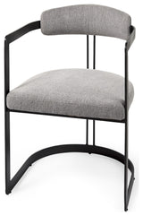 Curvy Black and Gray Upholstered Dining Armchair