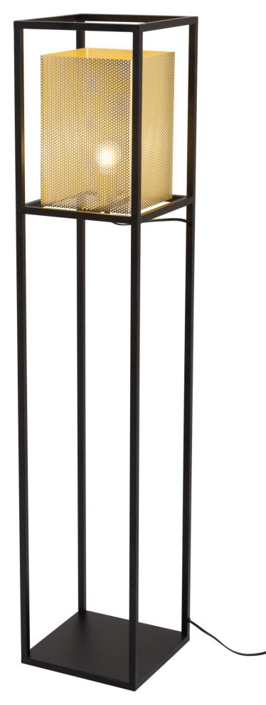 Floor Lamp Light, Steel Metal, Gold, Black, Kitchen Lounge Cafe Bistro Lobby