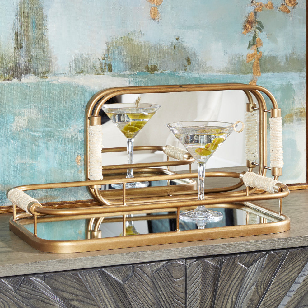 Uttermost 18014 Rosea Brushed Gold Trays, Set of 2