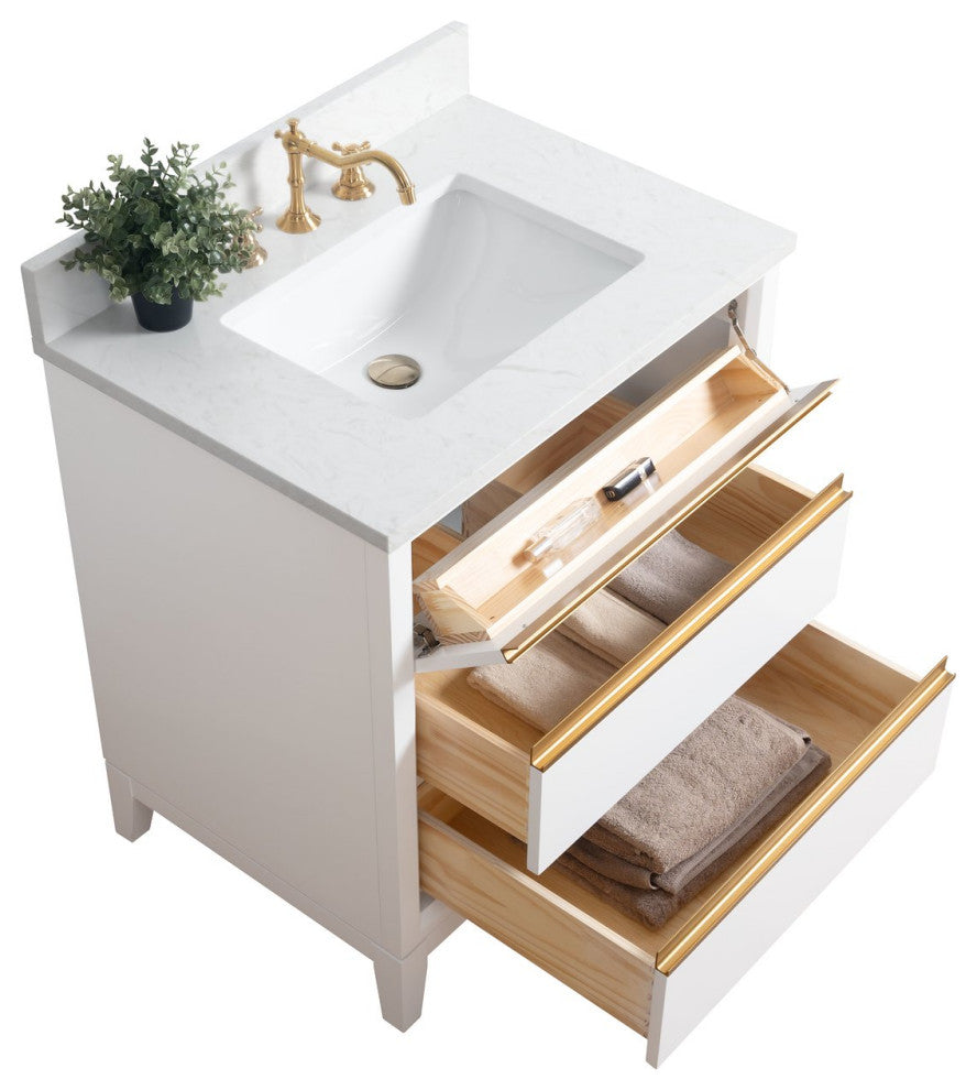 Vanity Art Bathroom Vanity With Sink, White, 30" Single